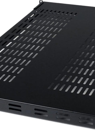 StarTech.com 1U Adjustable Vented Server Rack Mount Shelf - 175lbs - 19.5 to 38in Adjustable Mounting Depth Universal Tray for 19 inch AV/ Network Equipment Rack - 27.5in Deep , TAA (ADJSHELF)