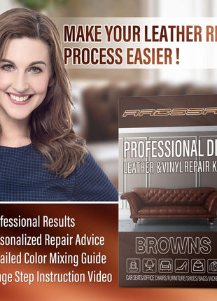 ARCSSAI ARCSSAL Brown Leather Repair Kit for Furniture, Leather Couch Repair Kit for Sofa, Jacket, Car Seats and Purse with Super Easy Instructions, Restores Any Material, Bonded, Pleather, Genuine