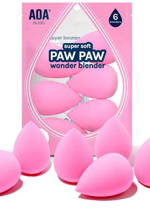 AOA Studio Collection makeup Sponge Set Latex Free and High-definition Set of 6 makeup Wonder blender For Powder Cream and Liquid, Super Soft Wonder Beauty Cosmetic