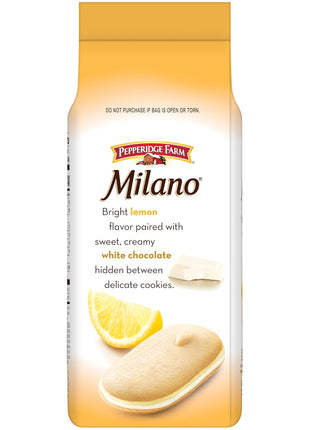Pepperidge Farm Milano White Chocolate Lemon Flavored Cookies, 7 Oz Bag