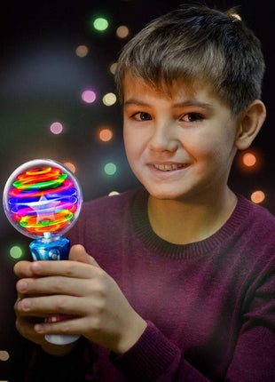 ArtCreativity Spinning Light Up Toy Wand, Autism Sensory Spinner Kids Gift | Visual Stimming Calming Spin Toy, Cause and Effect Sensory Play, Autistic Boys Girls, Ages 3+, 7.5in, 3 AA Included