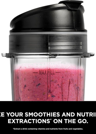 Ninja Fit Compact Personal Blender, 700W, (2) 16oz Cups, QB3001SS | 700-watt base blends smoothies, shakes & frozen drinks. (2) 16-oz to-go cups w/ spout lids. Dishwasher safe.