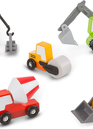 Melissa and Doug MD3180 Wooden Construction Site Vehicles Set (8 Pieces)