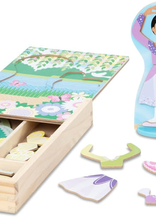 Melissa & Doug Ballerina And Fairy Magnetic Dress-Up Double-Sided Wooden Doll And Swan Pretend Play Set (52 pcs)