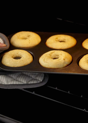 Wilton Gold Non-Stick Donut Pan Set - Quality Baking Pan - Dishwasher Safe & Scratch Resistant - Made Without PFAS - 12.5 x 8 x 1 Inch, 2-Piece Set