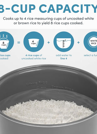 AROMA Digital Rice Cooker, 4-Cup (Uncooked) / 8-Cup (Cooked), Steamer, Grain Cooker, Multicooker, 2 Qt, Stainless Steel Exterior, ARC-914SBD