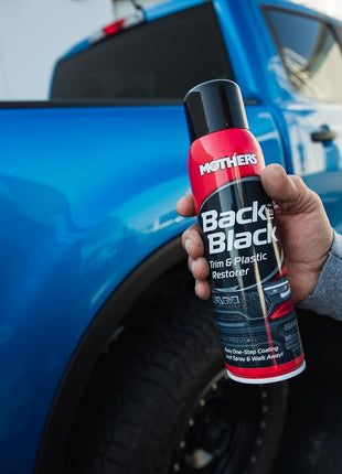 Mothers Back-to-Black Trim & Plastic Restorer, 10 oz. Aerosol (06110) | Removes Oxidation, Dirt & Wax Residue – Restores Faded Trim & Provides Long-Lasting Protection