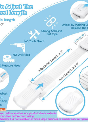 8-Pack Cabinet Locks Baby Proofing - Syican Child Proof Drawer Locks, Multi-Purpose for Drawers, Fridge, Toilet Seat, Trash Can, Ideal Stocking Stuffers, White