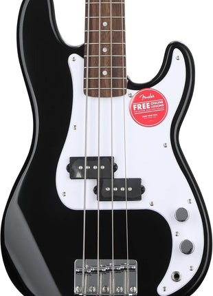 Squier Mini Precision Bass, Black, Laurel Fingerboard | 3/4 size beginner bass guitar, ideal for kids and small players, laurel fingerboard, lightweight short scale neck