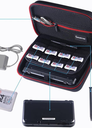 Smatree Carrying Case for Nintendo 3DS XL/2DS XL, Hard Protective Shell Travel Case for Nintendo New 3DS - Super NES Edition - Black/Red