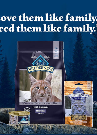 Blue Buffalo Wilderness High-Protein & Grain-Free Wet Cat Food Paté for Adult Cats 7+,Made with Natural Ingredients,Chicken Recipe,3-oz. Cans,(Pack of 48)