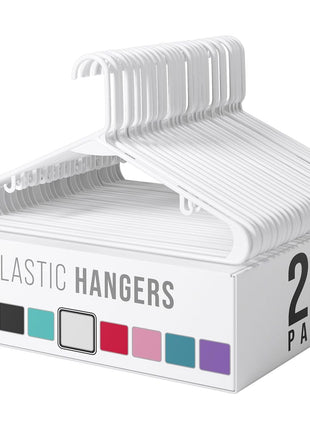 Clothes Hangers Plastic 20 Pack - White Plastic Hangers - Makes The Perfect Coat Hanger and General Space Saving Clothes Hangers for Closet - Percheros Ganchos para Colgar Ropa Hangars