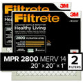 Filtrete 20x20x1 Air Filter, MPR 2800, MERV 14, Healthy Living Ultrafine Particle Reduction 3-Month Pleated 1-Inch Air Filters, 2 Filters