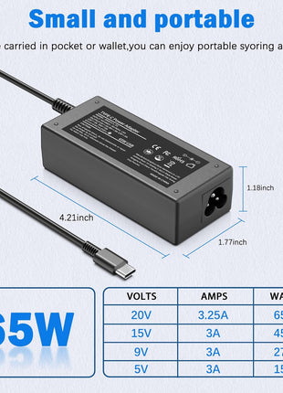 VJYUIJAY Universal 65W 45W Chromebook Charger USB C Laptop Charger Compatible with HP Lenovo Dell Acer Asus Samsung Google Computer Type C Fast Power Adapter School