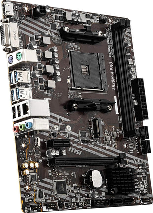 MSI A520M-A PRO Gaming Motherboard (AMD Ryzen 5000, AM4, DDR4, PCIe 3.0, SATA 6Gb/s, M.2, USB 3.2 Gen 1, DVI/HDMI, Micro-ATX)