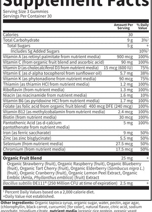 Garden of Life Vitamin Code Women's Multivitamin Gummy with Iron: Folate, Biotin, D3 & B12 for Hair, Skin & Nails + Probiotics for Immune Health & Digestion, Non-GMO, Gluten-Free, 90 Cherry Gummies