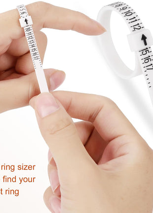 Ring Sizer Measuring Tool Kit, Ring Mandrel Measurer, 27 PCS Premium Steel Measuring Ring Tool, US Ring Size 0-13, 2 PCS Reusable Finger Size 1-17 USA Rings Size with Magnified Glass