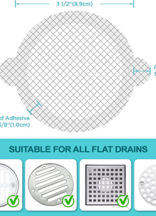 25 Pack Disposable Shower Drain Hair Catcher Mesh Stickers - Peel & Stick Drain Strainers to Prevent Clogs, Strong Waterproof Adhesive, Mess-Free Disposable Drain Covers for Shower & Bathtub