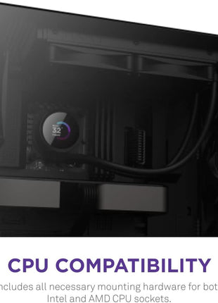 NZXT Kraken 240 - RL-KN-240-B1-240mm AIO CPU Liquid Cooler - Customizable 1.54" Square LCD Display for Images, Performance Metrics and More - High-Performance Pump - 2 x F120P Fans - Black