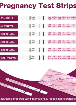 Easy@Home Pregnancy Test Strips Kit: 10 Pack hCG Test Strips - Early Detection Home Pregnancy Strips Bulk