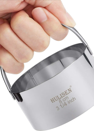 HULISEN Biscuit Cutter Set (5 Pieces/Set), Round Cookies Cutter with Handle, Professional Baking Dough Tools, Gift Package