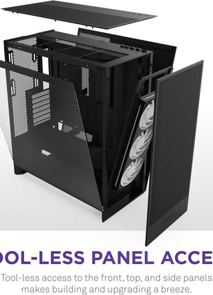 NZXT H7 Flow RGB - Mid-Tower ATX Airflow PC Case - Black | Airflow ATX build with pre-installed 360mm RGB fan unit. Bottom GPU cooling and CAM-ready lighting out of the box.