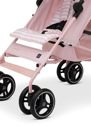 babyGap Classic Stroller - Lightweight Stroller with Recline, Compact Fold & Removable Parent Organizer - Made with Sustainable Materials, Pink Stripes