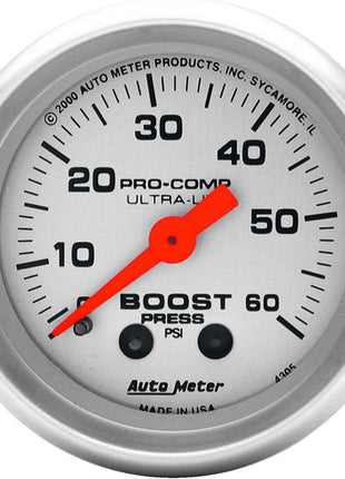 Auto Meter 4305 Ultra-Lite Mechanical Boost Gauge, Regular, 2.3125 in.