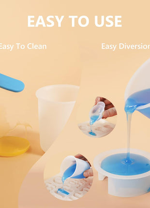 KISREL Silicone Measuring Cups for Resin, Resin Supplies with 600&100ml Cups, Resin Mixing Cups, Silicone Stir Sticks, Epoxy Mixing Cup