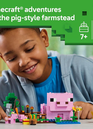 LEGO Minecraft The Baby Pig House Toy Figures and Playset - Building Minecraft Toy for Kids, Boys and Girls, Ages 7+ - Gift for Birthdays - with 2 Minifigures for Pretend Play - 21268