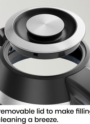 Chefman Electric Kettle, 1.8L 1500W, Hot Water Boiler, Removable Lid for Easy Cleaning, Auto Shut Off, Boil Dry Protection, Stainless Steel Filter, BPA Free, Borosilicate Glass Electric Tea Kettle