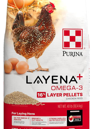Purina Layena+ | Nutritionally Complete Layer Hen Feed | Omega 3 Formula - 10 Pound (10 lb) Bag