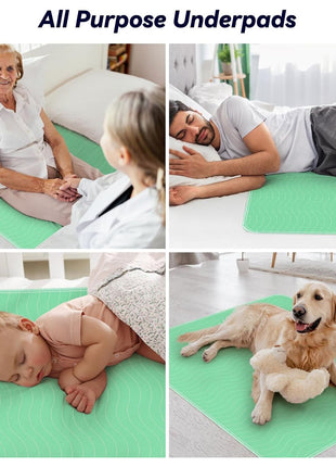4 Pack 36" x 36" Extra Heavy Absorbency Washable Underpads Bed Pads | WaterProof Quick Drying Nursing Pads Incontinence, Reusable Washable Pee Pads for Dogs, Diaper Changing & Adults