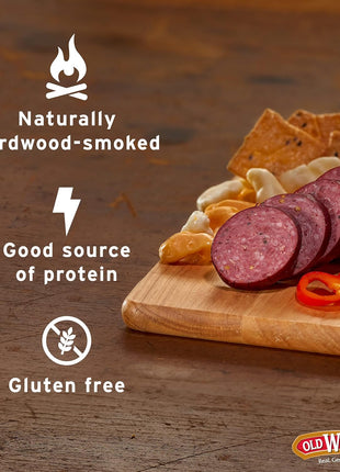 Old Wisconsin Premium Summer Sausage, 100% Natural Meat, Charcuterie, Ready to Eat, High Protein, Low Carb, Keto, Gluten Free, Original Flavor, 8 Ounce