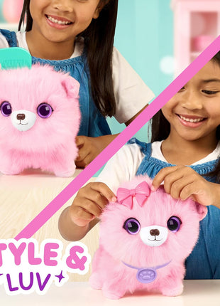 ScruffaLuvs Pink Surprise Pet, Mystery Plush Toy, Wash to Reveal | Wash to reveal 1 of 3 rescue pets, includes deluxe carrier & comb; plush toys for girls ages 3+, gift