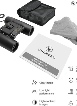 Binoculars for Adults | Compact Small Mini Travel Binocular for Bird Watching High Powered Electronics Cruise Ship Essentials Norwegian Alaska Must Haves Hiking Camping Gear a by VULNESS (Black, 8X21)