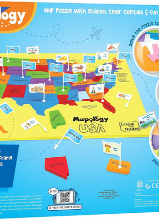 Imagimake Mapology USA Map Jigsaw Puzzle, Learn States, Capitals with Flags | Educational Geography Toy, 50 State Puzzle, Learn USA Capitals, Birthday Gift for Boy & Girl Ages 5,6,7,8,9,10,11,12 Year Old