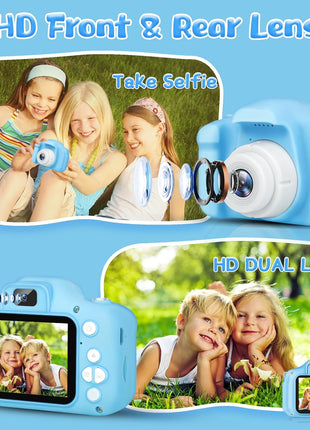 Kids Camera for Boys and Girls, GPOSY Digital Camera for Kids, Toddler Camera Christmas Birthday Toy Gifts for Kids Age 3 4 5 6 7 8 9 10 with 32GB SD Card, Video Recorder 1080P HD(Blue)
