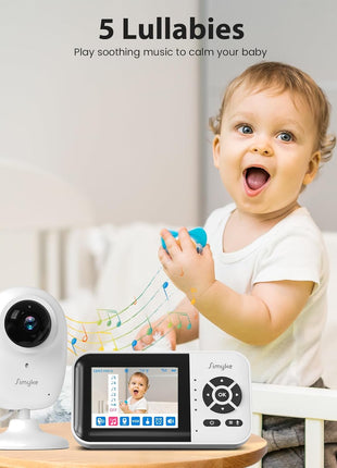 Simyke Smart Video Baby Monitor,2.8inch Display & 1080p Camera,WiFi/No WiFi Modes,Cry Detection,2-Way Audio Talk,VOX/ECO,Feeding Timer,Temperature Sensor,Night Vision,8 Lullabies, Supports 4 Cameras