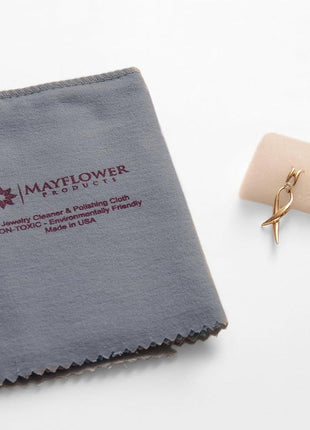 Mayflower Jewelry Polishing Cleaning Cloth Set of 2 Made in USA for Silver Gold Platinum. Soft Cotton. Sizes L11 x 14 In M 8 x 6 In Tarnish Cleaner Remover Shines Jewelry Gold Watches Silverware Coins