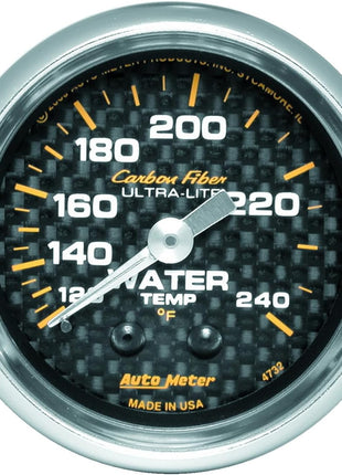 AUTO METER 4732 Carbon Fiber Mechanical Water Temperature Gauge