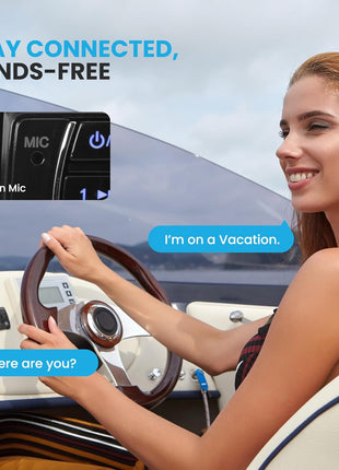 Pyle 300W Bluetooth Marine Stereo Receiver - Single DIN In-Dash AM/FM Radio with USB/SD - AUX - MP3 - Built-in Mic - EQ - Wireless Music Streaming - Remote - 12V - PLMRM29BT