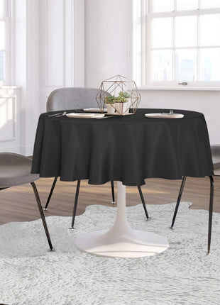 sancua Round Tablecloth   60 Inch   Water Resistant Spill Proof Washable Polyester Table Cloth Decorative Fabric Table Cover for Dining, Buffet Parties and Camping, Black (Fits 20 48 Inch Tables)