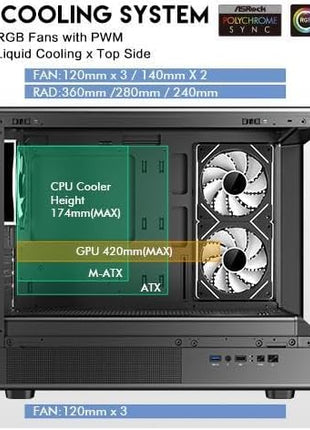 DIYPC ARGB-M1-BK Black USB3.0/ Type C Tempered Glass Micro ATX Gaming Computer Case w/Dual Tempered Glass Panel and 3 x ARGB PWM Fans (Pre-Installed)