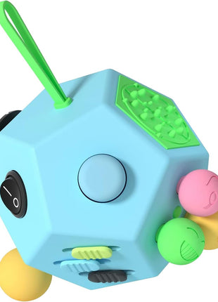 Fidget Dodecagon-12 Sided Fidget Toy Stress Relief Cube for Children and Adults, Silent Compact Classroom Gifts Stocking Stuffers for Teen Boys, Kids(B3 Blue Sky)