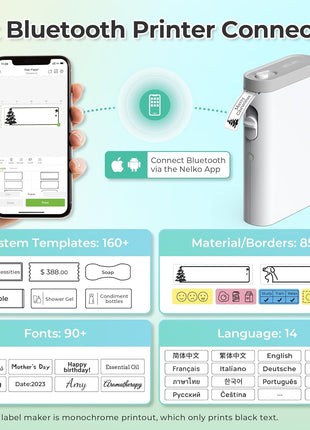 Nelko Label Maker Machine with Tape, P21 Bluetooth Label Printer, Wireless Mini Label Makers with Multiple Templates for School Office Home, White