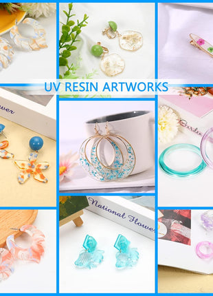 KISREL UV Resin 300g - Upgraded UV Resin Kit, Hard Type Crystal Clear Ultraviolet Curing UV Epoxy Resin for Craft Jewelry Making