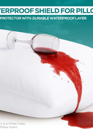 Utopia Bedding Set of 4 Waterproof Pillow Protectors with Zipper Standard Size (White), Ultra Soft Pillow Covers, Bed Bug and Dust Mite Proof Pillow Encasements, Moisture Wicking Pillow Cases