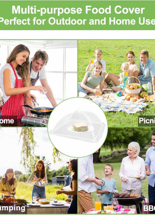 Lauon Large Food Cover,6 Pack Mesh Food Tent,17 inchx17 inch,White Nylon Covers,Pop Up Umbrella Screen Tents,Patio Net for Outdoor Camping, Picnics, Parties,BBQ,Collapsible and Reusable