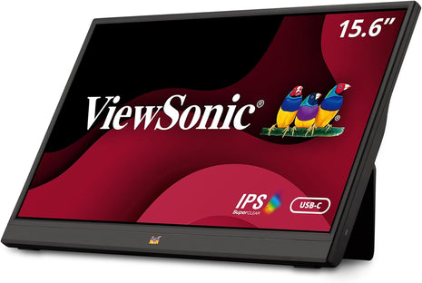 ViewSonic VA1655 16 Inch 1080p Portable Monitor, FHD IPS External Screen | USB C, Mini HDMI, Eye Care, Built In Stand, Protective Case, Macs, PCs, Home Office, Travel, Portrait Landscape, 60W Charging